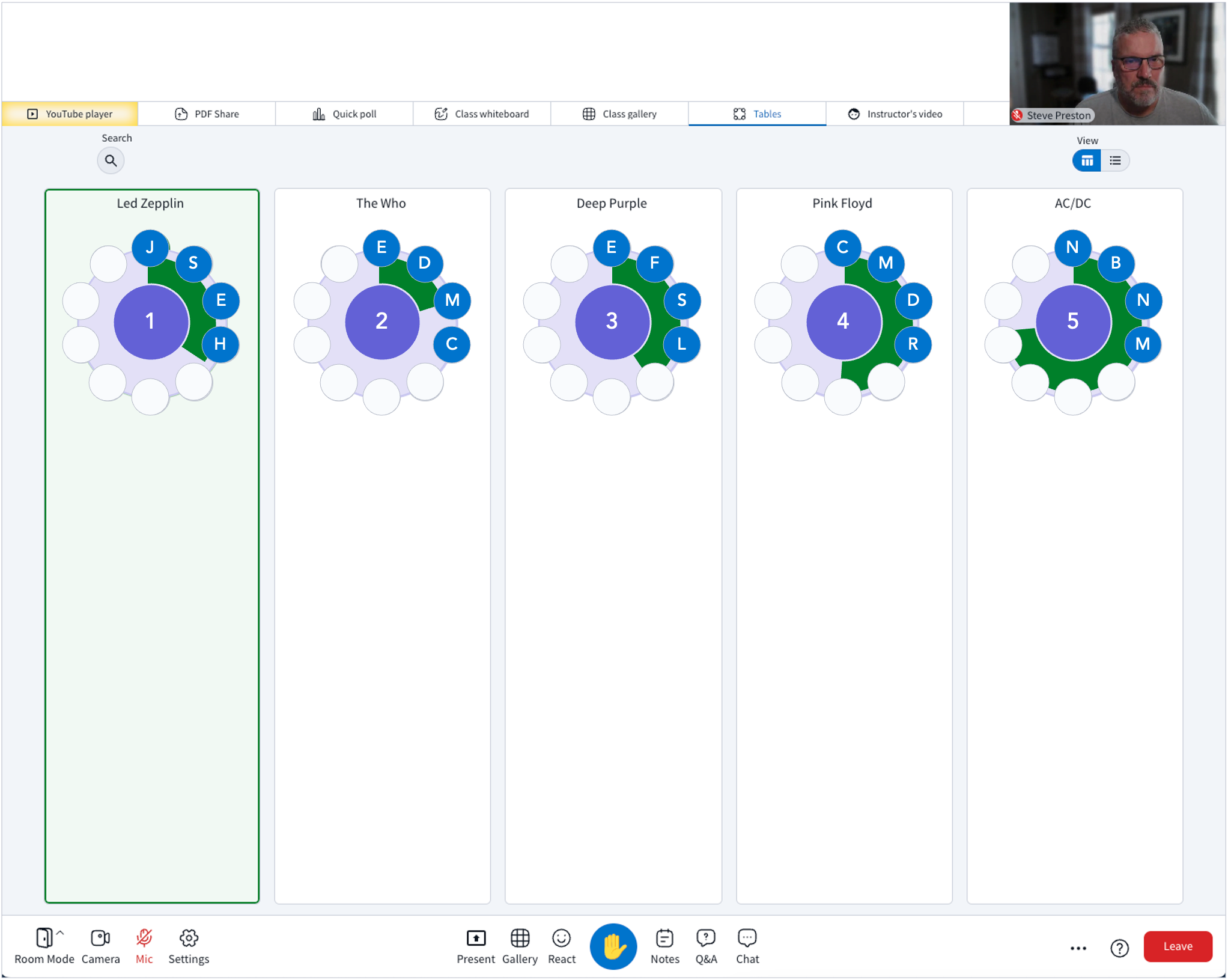 virtual tables in classroom software