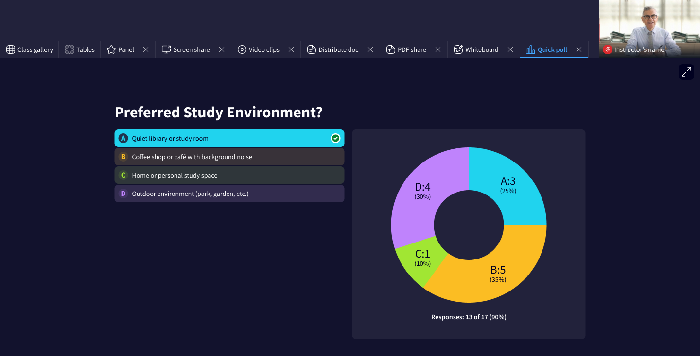 AI generated polls and quizzes for online teaching